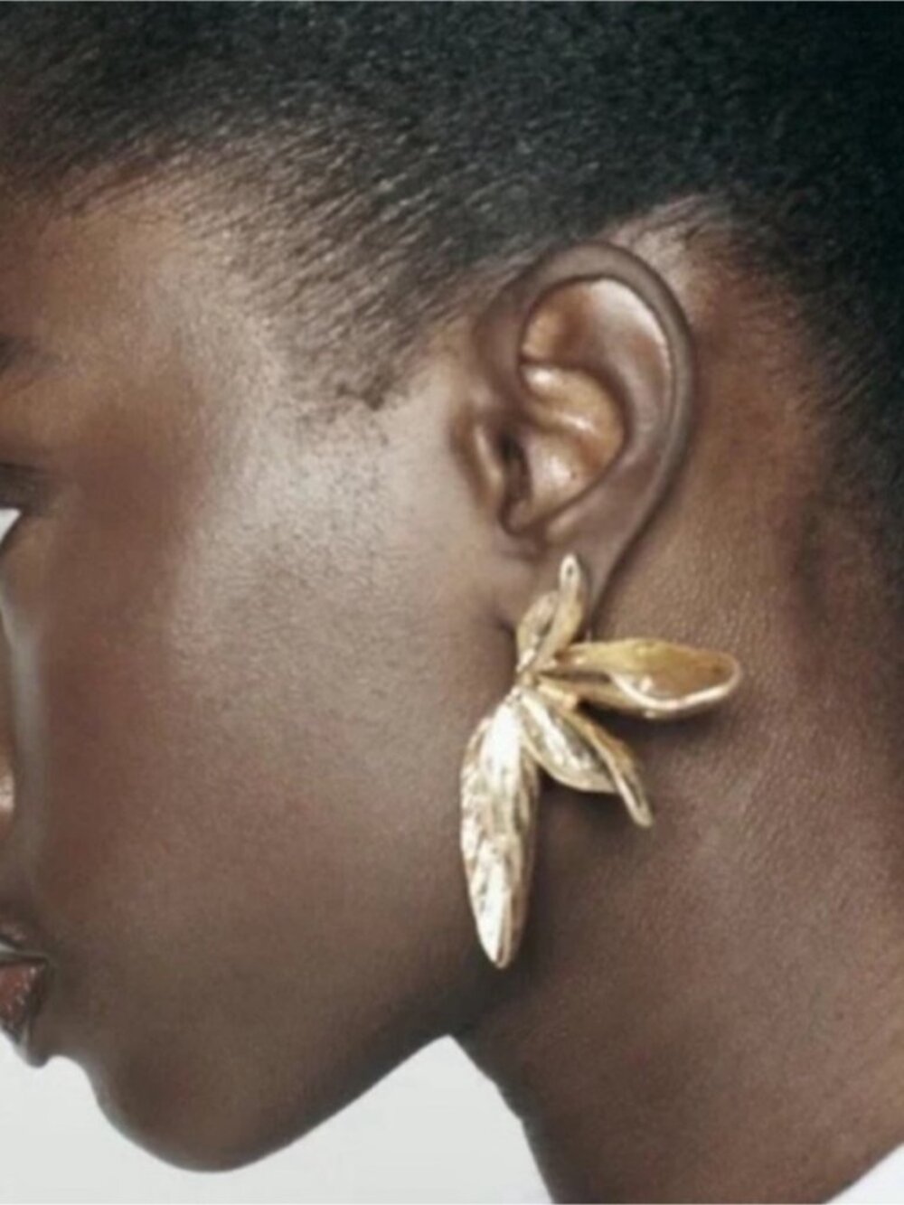 New! Gold Leaf Statement Earrings NWOT